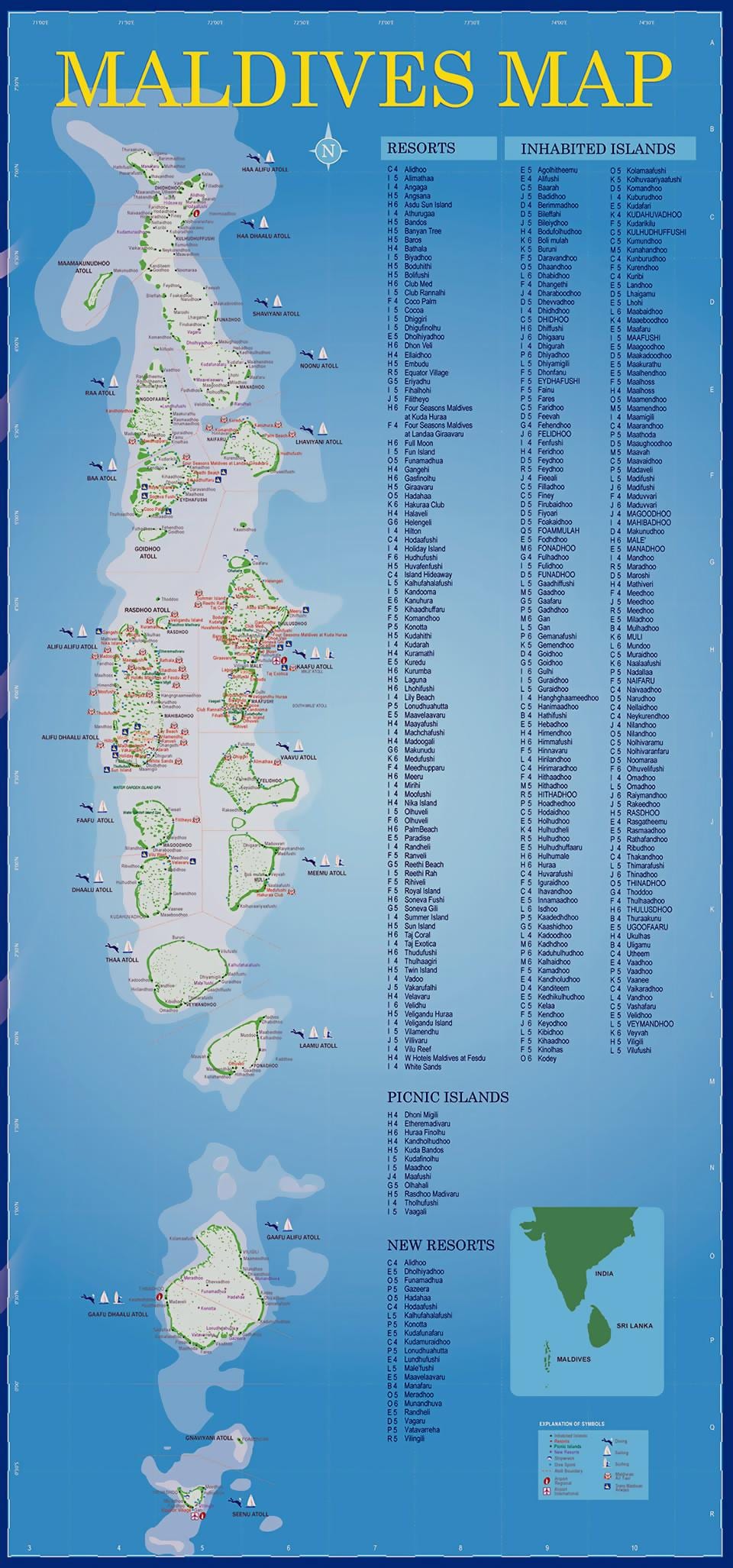 வரைபடம் மாலத்தீவு தீவுகளில் ஓய்வு