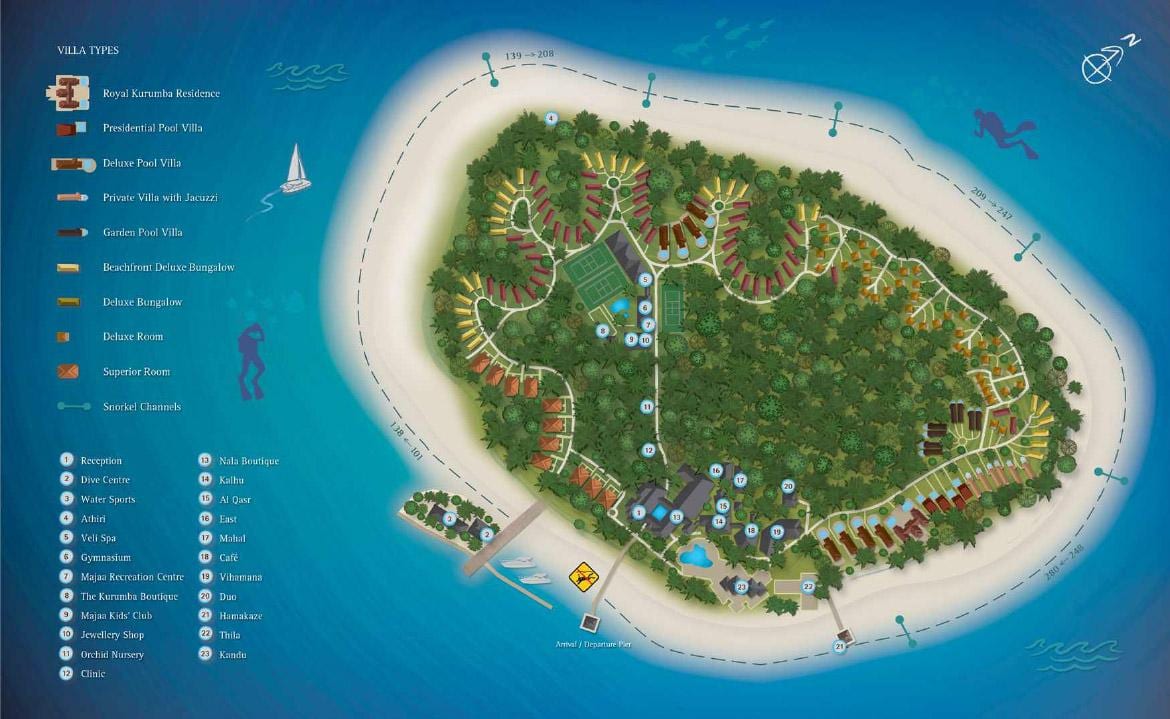 kurumba மாலத்தீவு ரிசார்ட் வரைபடம்