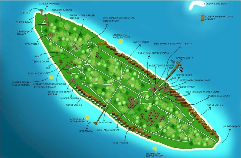 vaadhoo மாலத்தீவு தீவு வரைபடம்