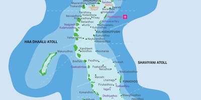 வரைபடம் மாலத்தீவு மற்றும் சுற்றியுள்ள நாடுகள்